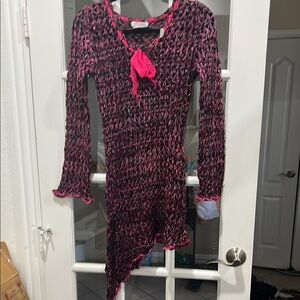 Asymmetrical Pink and Black Dress